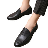 Men Plain Round Toe Leather Loafers | Leather Shoes