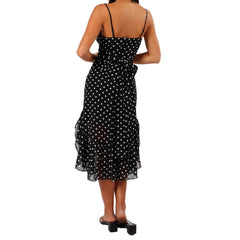 Women Summer Polka Dot Spaghetti Strap Dress | Dot Print | Party Dress with Scarf | Vacation | Beach