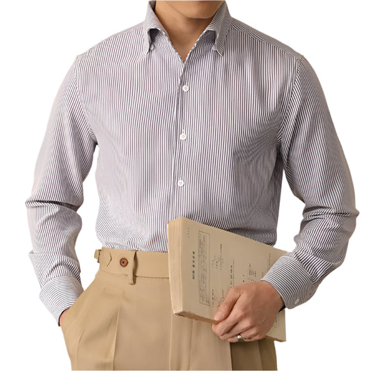Men Striped Breathable Long Sleeved Dress Shirt | Italian Shirt | Office Shirt | Formal Wear | Collared Shirt