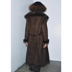 Women Winter Long Coat | Fur Collar | Belted | Mid-Length