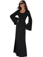 Women Knit Dress with Flared Sleeves | Loose Fit Casual Sweater Dress