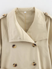 Women Short Trench Coat | Double Breasted With Belt | Windbreaker
