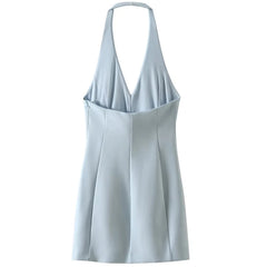 Women Mini Halter Dress | Summer Dress | Backless Slim-Fit V-Neck Short Dress
