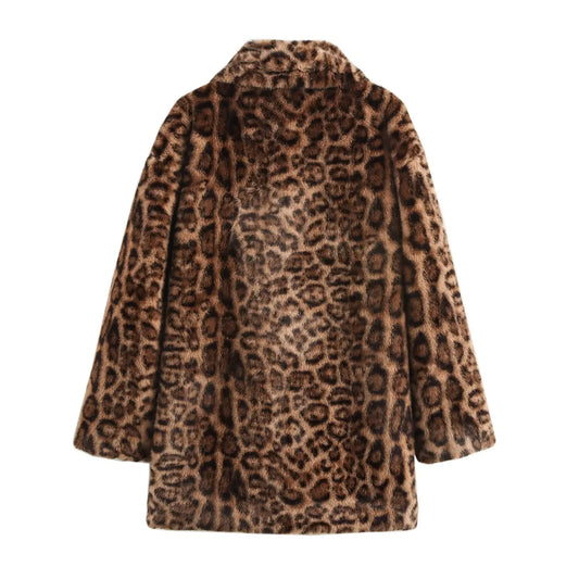 Women Leopard Print Coat | Long Sleeved Jacket | Animal Print Coat