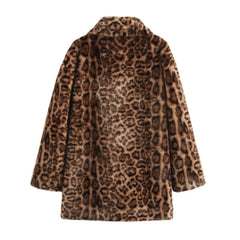 Women Leopard Print Coat | Long Sleeved Jacket | Animal Print Coat