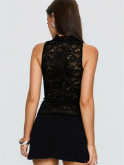 Women Mesh Lace Top | Sleeveless | Semi- See-Through Tank Top | Y2k | Summer Chic