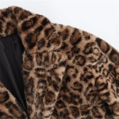 Women Leopard Print Coat | Long Sleeved Jacket | Animal Print Coat