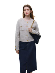 Women Wool Short Knitted Cardigan