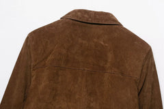 Women Short Suede Jacket | Long Sleeve | Fall | Casual Vintage Jacket