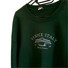 Unisex Venice Embroidered Casual Sweatshirt | Cotton Thick Loose Warm Top