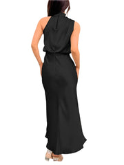Women Satin Long Dress | Silk Sleeveless Evening Dress | Party Dress