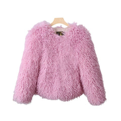 Short Mongolian Fur Coat | Women Luxury Cropped Fur Coat | Warm | Winter
