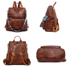 Women Vintage Leather Backpack | 3-in-1 Shoulder Bag