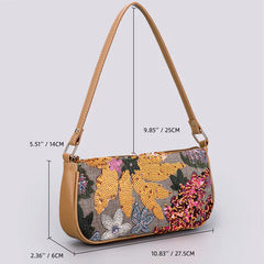 Women Sequin Embroidery Underarm Bag | Flower Pattern Shoulder Bag | Summer Beach Handbag