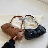 Women Vintage Double Pockets Shoulder Bag