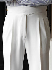 Men Naples Trousers | Belt-up High Waist Slim Pants | Business Casual Straight Pants