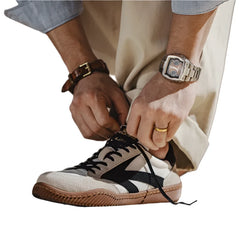 Men Casual Sneakers | Suede Brown Patchwork Sneakers | Low Top Tennis Shoes