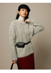 Women Alpaca Sweater | O-Neck | Loose | Knitted Pullover | Winter Sweater