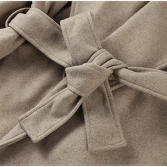 Women Shawl Collar Woolen Coat With Belt | Loose Long Sleeve | Overcoat | Winter Coat
