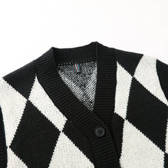 Men Plaid Sweater Vest | Sleeveless V-Neck Button Cardigan | Office Knitted Vest