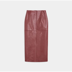 Woman Glossy Leather Two Piece Set | Leather Jacket | Straight Long Leather Skirt | Autumn | Stand Collar Zipper Jacket |