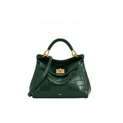 Women Leather Pillow Bag | Lock Clasp Handbag | Small Handbag | Shoulder Bag | Crossbody Bag