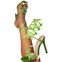 Women Crystal Butterfly-Knot Ankle Strap Sandals | Stiletto High Heels | Party Heels