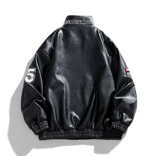 Men Leather Bomber Jacket | Casual Streetwear Leather Jacket