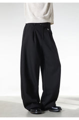 Men Loose Fit Dress Pants | Adjustable Buckle | Pleated | Casual Trousers | Wide Leg
