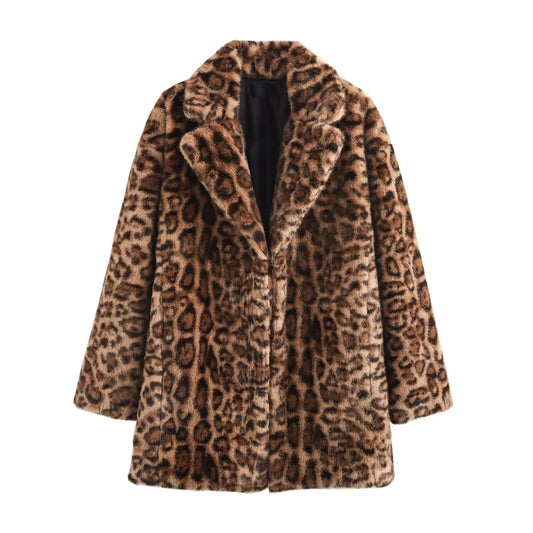 Women Leopard Print Coat | Long Sleeved Jacket | Animal Print Coat