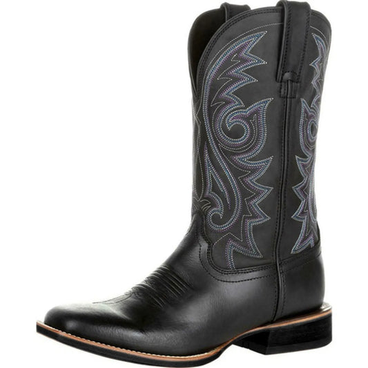 Men Embroidered Cowboy Boots | Western Riding Boots | Mid-Calf Pointed Toe Boots