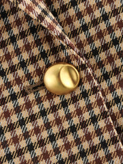 Women Houndstooth Blazer | Vintage Brown Plaid Blazer | Office
