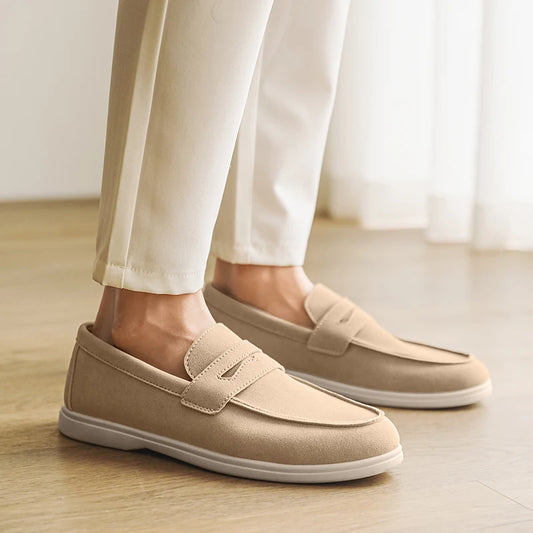 Men Summer Suede Loafers | Breathable Flats | Driving Shoes