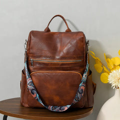 Women Vintage Leather Backpack | 3-in-1 Shoulder Bag