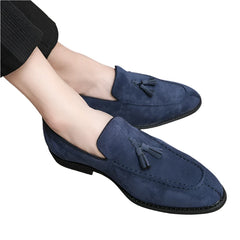 Men Suede Leather Loafers | Vintage Tassel Slip-On