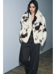 Women Animal Print Plush Coat | Loose | Warm | Thick Fur Jacket