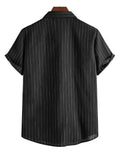 Men's Striped Cotton Shirt | Short Sleeves Button Down Shirt