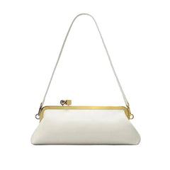 Women Leather Kiss Lock Bag | Long Clutch Bag | Luxury Shoulder Bag | Elegant Party Purse | Underarm Bag