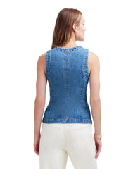 Women Summer Denim Button Down | Denim Vest | Sleeveless | Denim Top