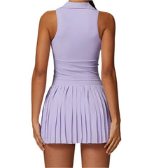 Women Sleeveless Tennis Suit | T-shirt Yoga Set 2PCS | Sports Gym Breathable Material