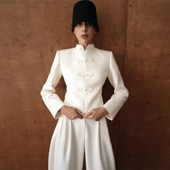 Women Napoleon Jacket | Elegant Office Short Coat | Stand Collar | Spring Jacket | Knotted Jacket