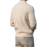 Men Textured Knitted Polo Long Sleeved Sweater