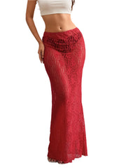 Women Lace Long Skirt | See Through | Beach Skirt | Bikini Cover-Up | Summer Skirt