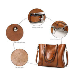 Women Tote Shoulder Bag | Oil Wax Leather Handbag