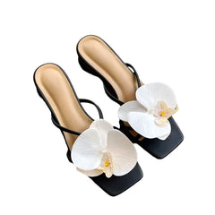 Women Orchid Flower Sandals | Vacation | Beach Sandals | Orchid Sandals | Small Heels