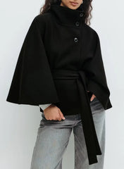 Women Trench cape Coat | Stand Collar Windbreaker | Cape Long Sleeve | Batwing Sleeves | Autumn