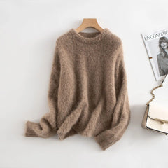 Women Alpaca Sweater | O-Neck | Loose | Knitted Pullover | Winter Sweater
