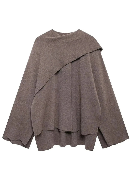 Women Scarf Jacket | Knitted Cape Cloak | Short Cape Coat