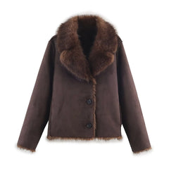 Women Winter Fur Jacket | Long Sleeves | Double-Sided | Thick | Warm Coat | Reversible Jacket