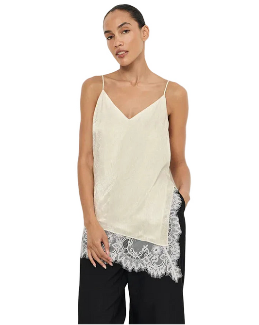 Women Elegant Satin Spaghetti Strap Camisole | Lace Split Vest | Casual Silk Top | Summer